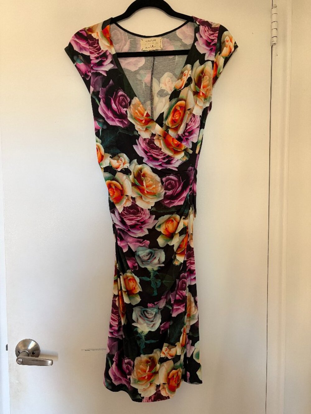Nicole Miller Artelier Floral Wrap Midi Dress Size Small